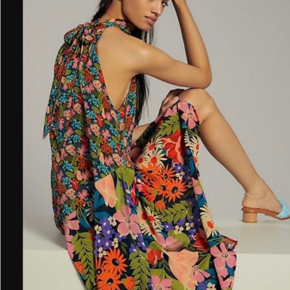 Anthropologie Asymmetrical Floral Dress - Multicolor